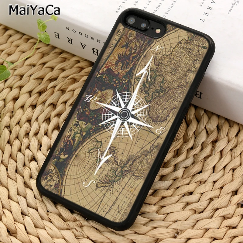 Винтажный чехол MaiYaCa с компасом для iPhone X XR XS 11 12 13 Pro MAX 5 6 7 8 Plus Samsung Galaxy S8 S9 S10 |