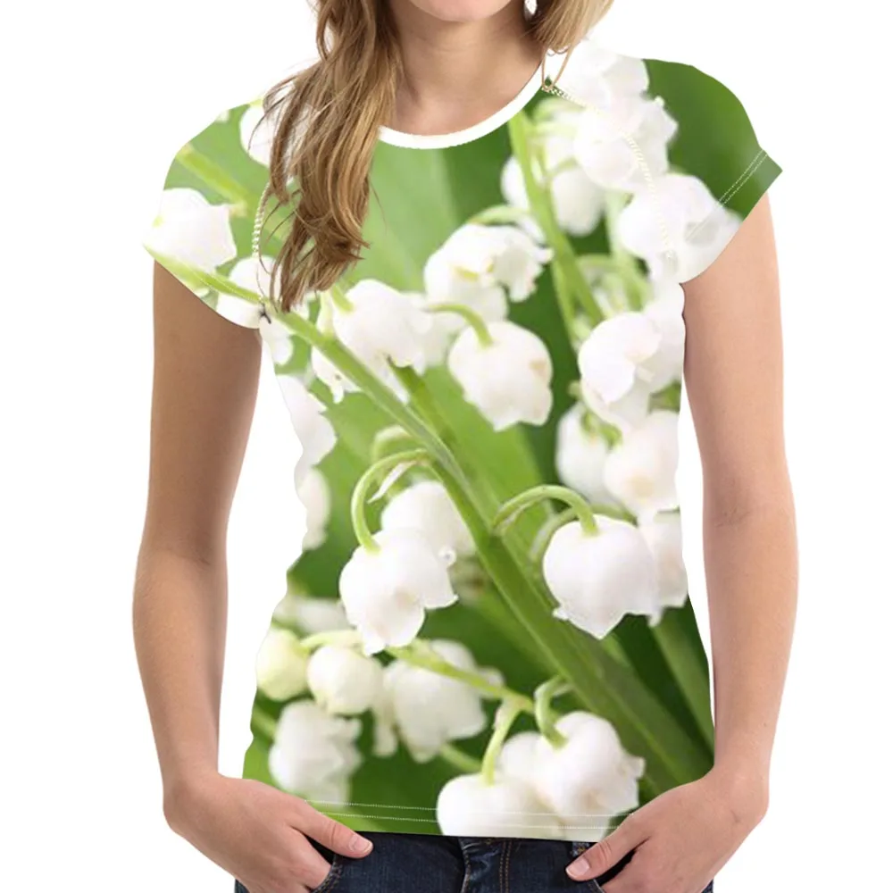 RI210BV FORUDESIGNS/3D Футболка с цветочным принтом Convallaria majalis, женские тонкие топы, укороченные женские эластичные футболки для бодибилдинга, женская одежда - Цвет: RI210BV