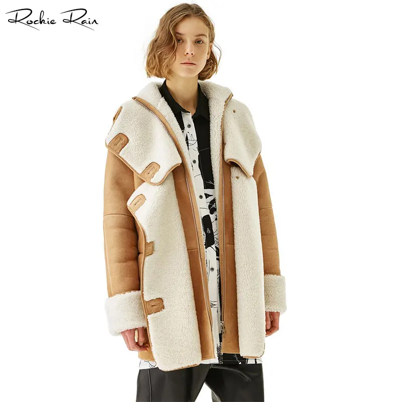 Женская Шуба из натурального меха Натуральная овечья кожа длинная куртка