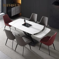 italian retractable light luxury rock board dining table and chair combination small apartment high end folding dining table