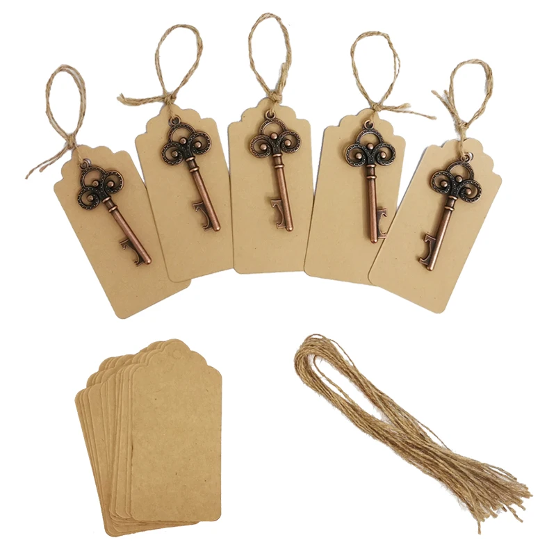 

30/50pcs Metal Key Beer Bottle Opener Wine Keychain Wedding Party Favors Vintage Kitchen Accessories Antique Gifts for Guests