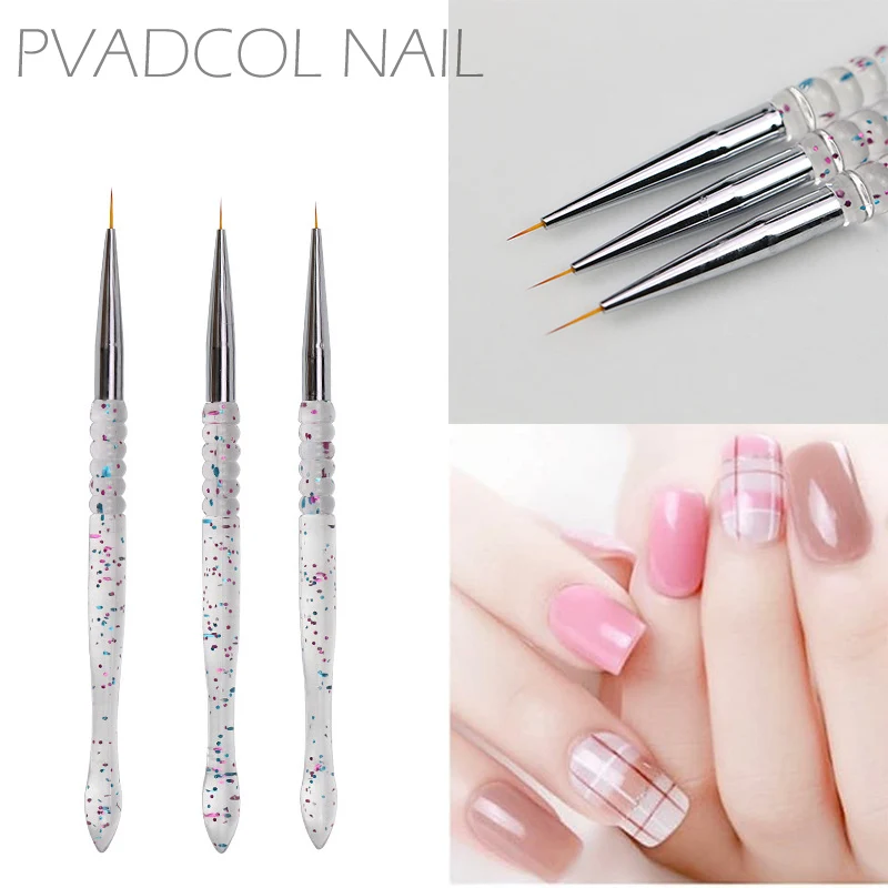 

3Pcs/Set Nail Art Brush UV Gel Drawing Painting Nails Liner Brushes Pen Grid Flower Acrylic Tips Tool