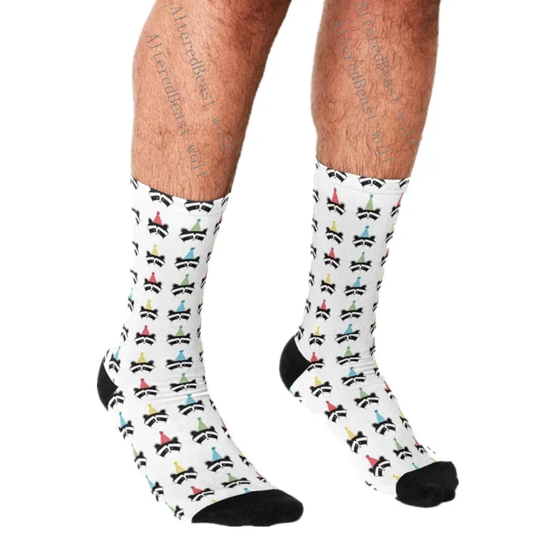 

Men's Funny socks Party Raccoon Printed Socks harajuku Men Happy hip hop Novelty cute boys Crew Casual Crazy Socks for men