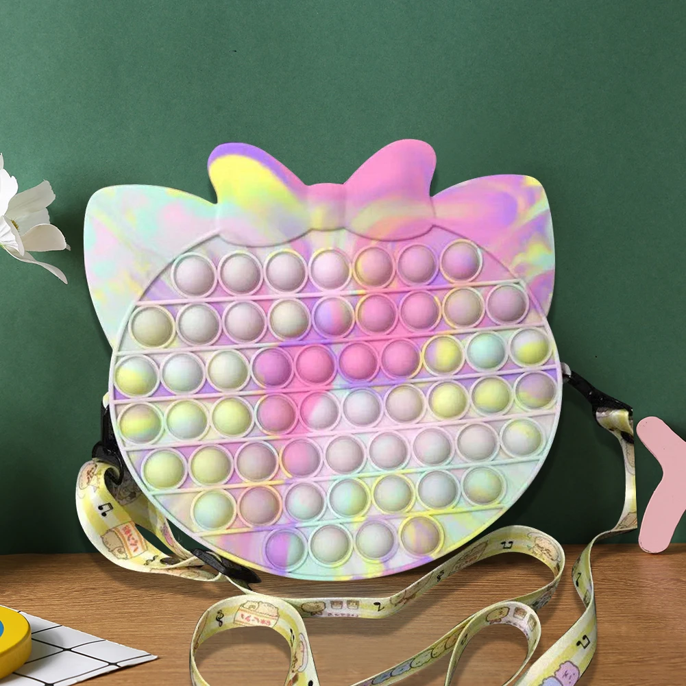 

Bubble Sensory Bubble Antistress Toys Adult Children Silicone Sensory Toy Reliever Tie Dyeing Cat Shoulder Bags Push