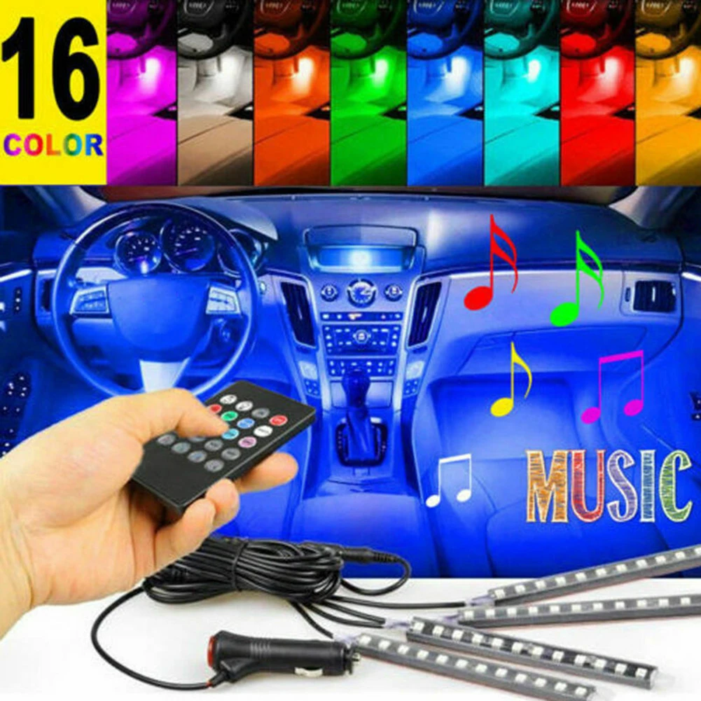 

LED Car Colorful Remote Controlled Sound Control Music Light Car Decoration Atmosphere Light Interior Styling Accessories