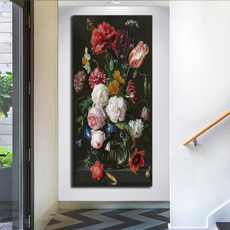 OUCAG Ретро цветок розы холст настенные художественные классические романтические