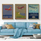 Винтажная Картина на холсте с изображением воздушного французского самолета, плакаты, печатные настенные картины в стиле ретро, настенные картины для гостиной, Современный домашний декор, квадраты