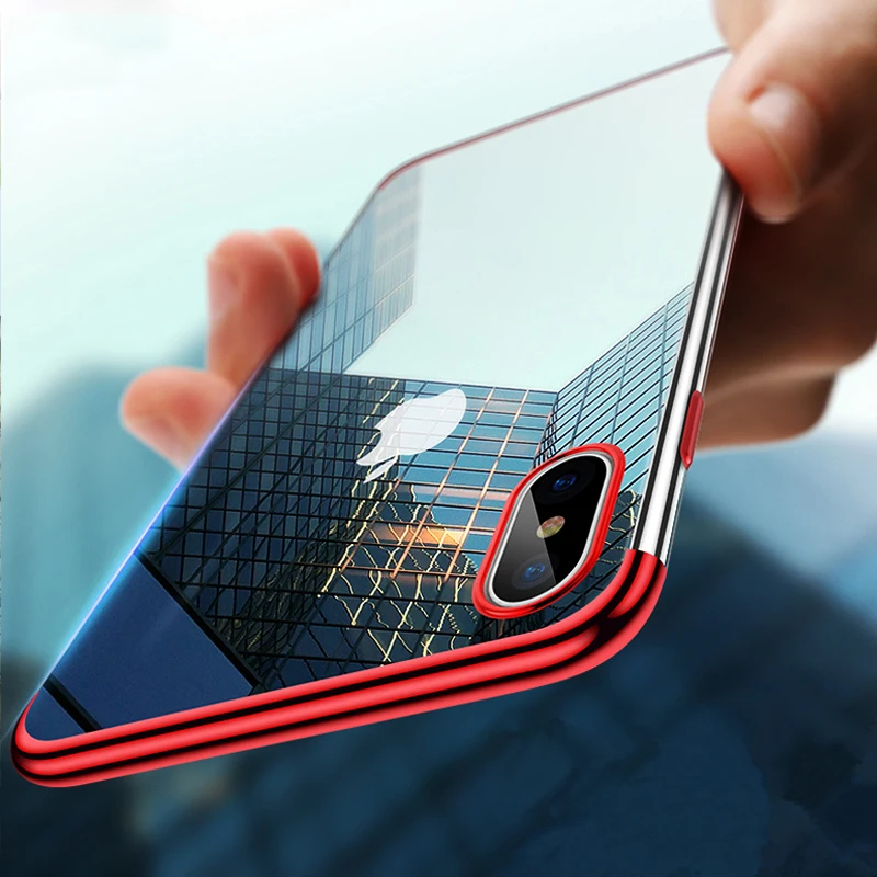 Роскошный чехол с гальваническим покрытием для iPhone X XS Max XR тонкий мягкий