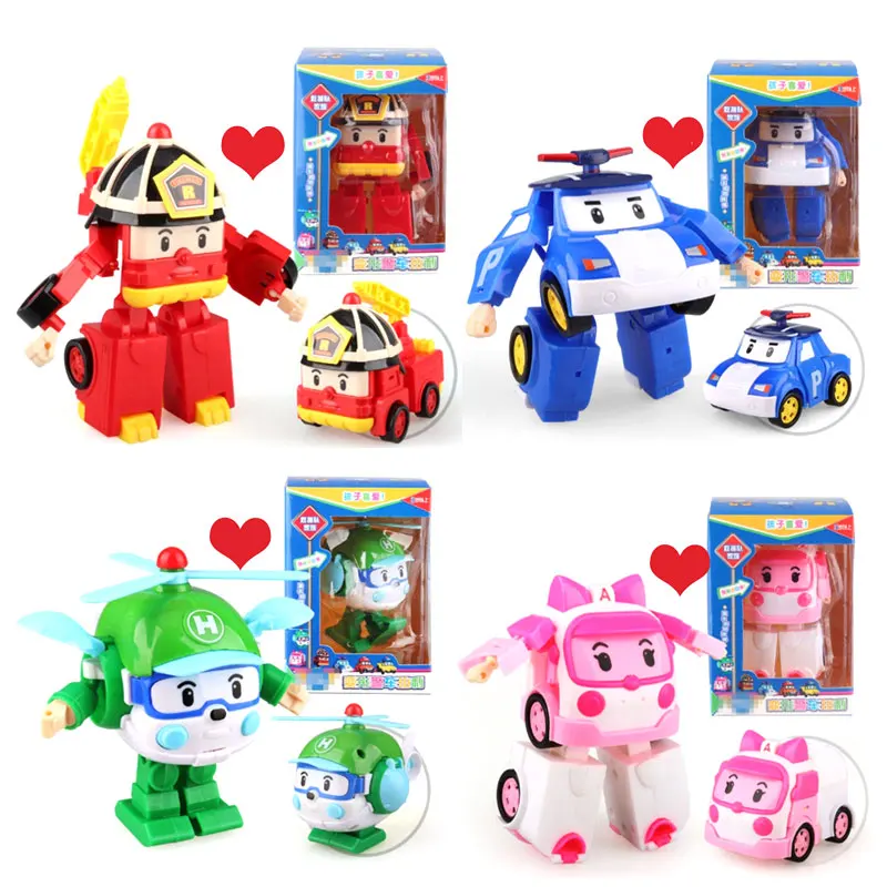 

New ROBOCAR POLI Toys Robocar Poli Transformation Robot Poli Amber Roy Car Model Anime Action Figure Toys For Children Best Gift