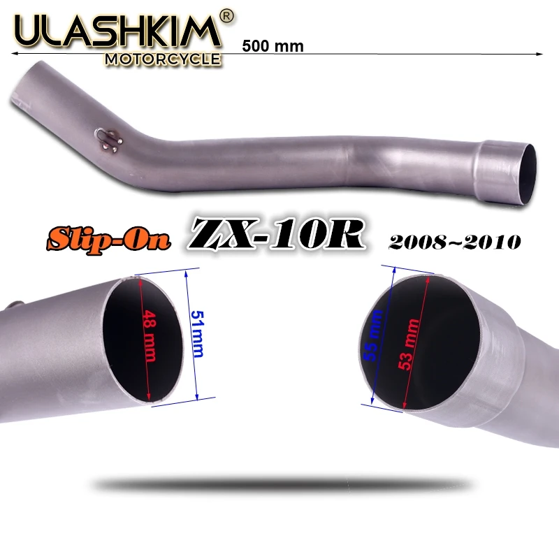 

Motorcycle Full System Exhaust Muffler Middle Link Contact Pipe Slip on For Kawasaki ZX10R ZX-10R ZX 10R 2008-2014