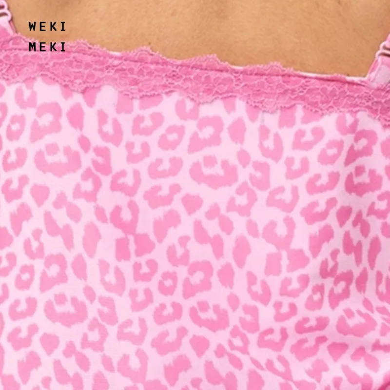 

Good Quality Pink Leopard Lace Camis Tank Tops Sleeveless Young Girl Short Top Sexy Streetwear Women Clothes T144998H
