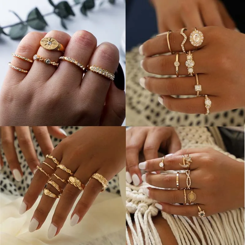 Комплект женских колец в стиле бохо 9 шт./лот узор ручной работы кольца панк