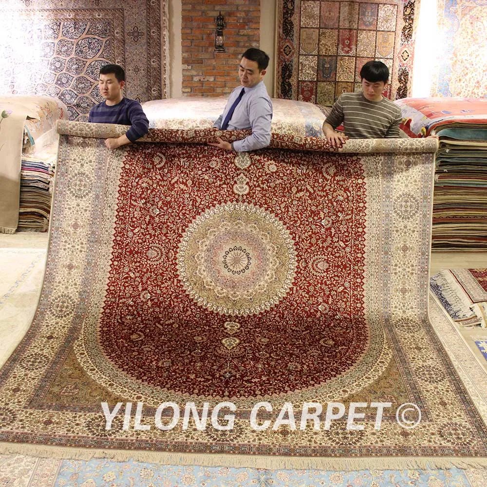 YILONG 9 'x 12' роскошный красный медальон персидский классический ковер ручной
