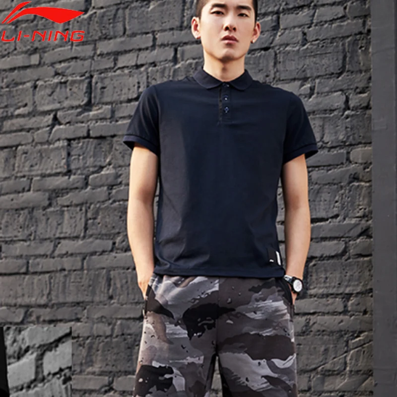 Li Ning Мужская баскетбольная футболка поло из серии BAD FIVE на сухой Смарт 65% хлопок 35%