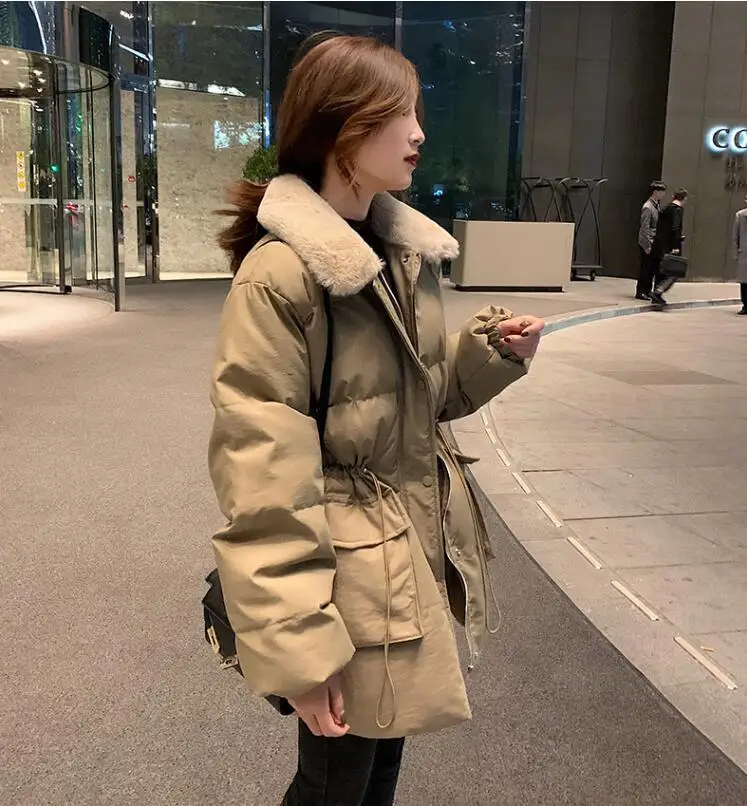 

waist of closing cotton padded jacket female East Gate down jacket medium length 2020 winter new small bread jacket