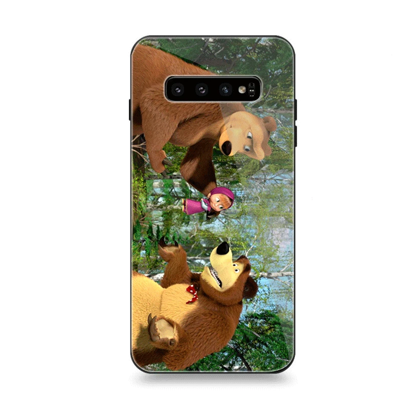 G11 Чехол для телефона Стекло для samsung A40 A50 A10 A20 A30 A60 A70 S10 S7 край S8 S9 Plus Note 8 9 чехол с героями мультфильма «Маша и Медведь» - Цвет: G11