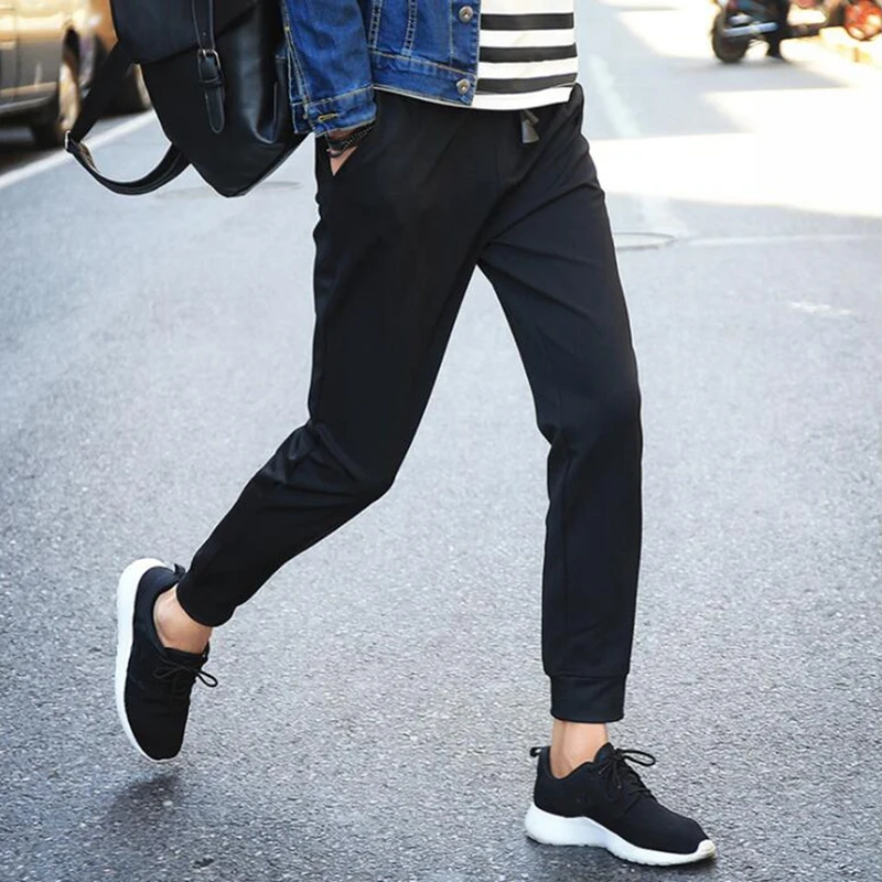 

Men's Work Pants Daily Student Casual Sports Pants Black