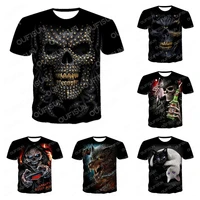 2021 summer new 3d printing skull horror t shirt rock t shirt mens casual t shirt crew neck fashion t shirt