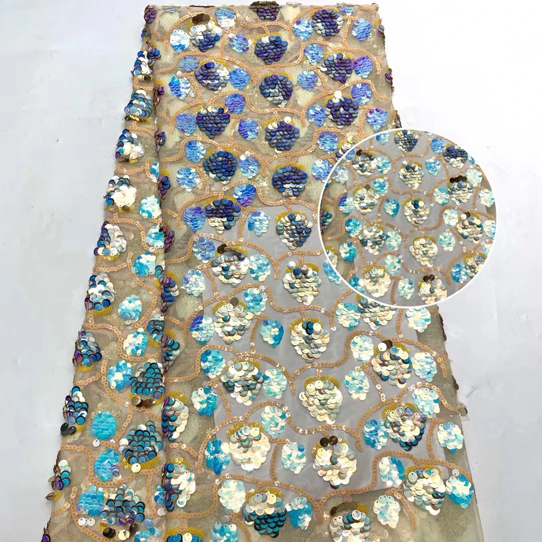 

Nigeria Lace Fabric 2020 High Quality Lace French Sequin Lace Fabric Embroidered African Lace Fabric Clothes ZX37981