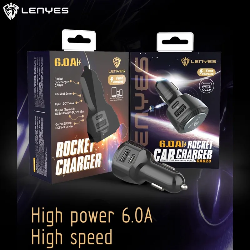 Lenyes Quick Charge 3 0 автомобильные зарядные устройства с двумя портами USB Type C 12V 24V Выход