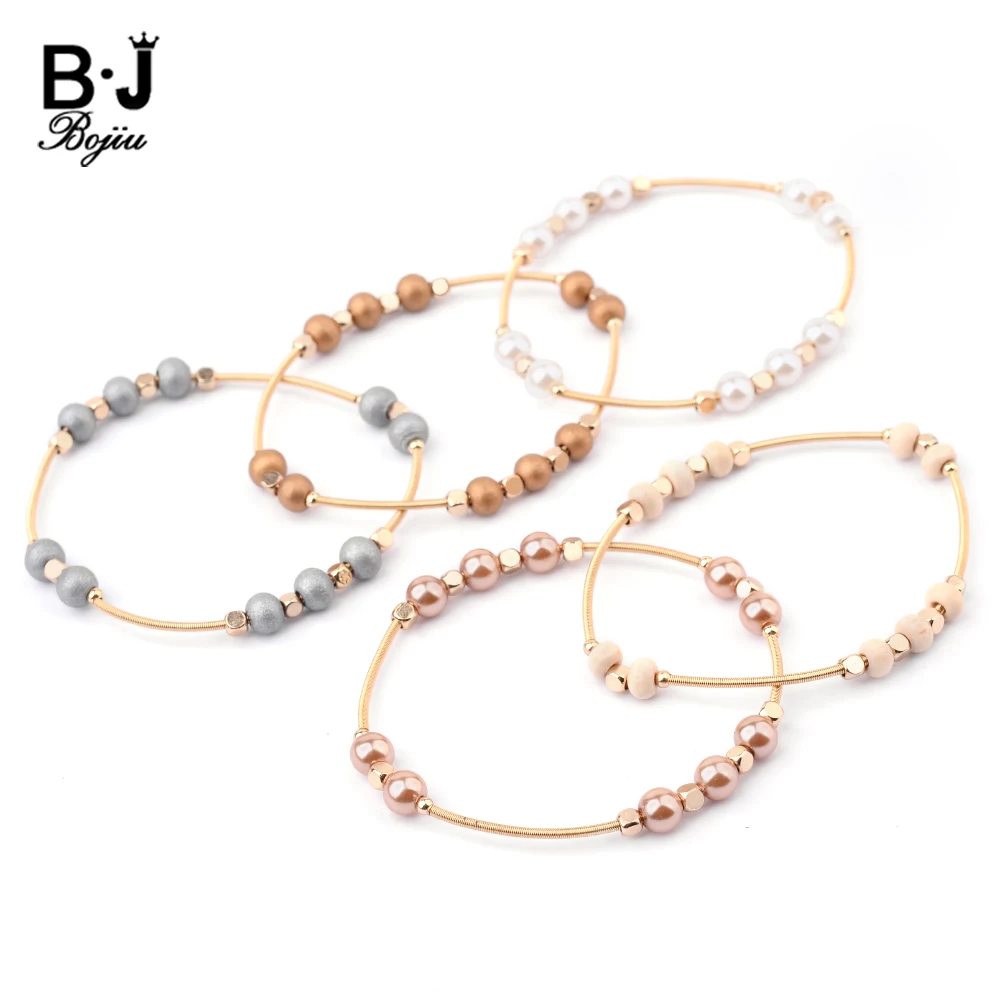 Новинка женские весенние браслеты BOJIU из стали золотого цвета белые коричневые с