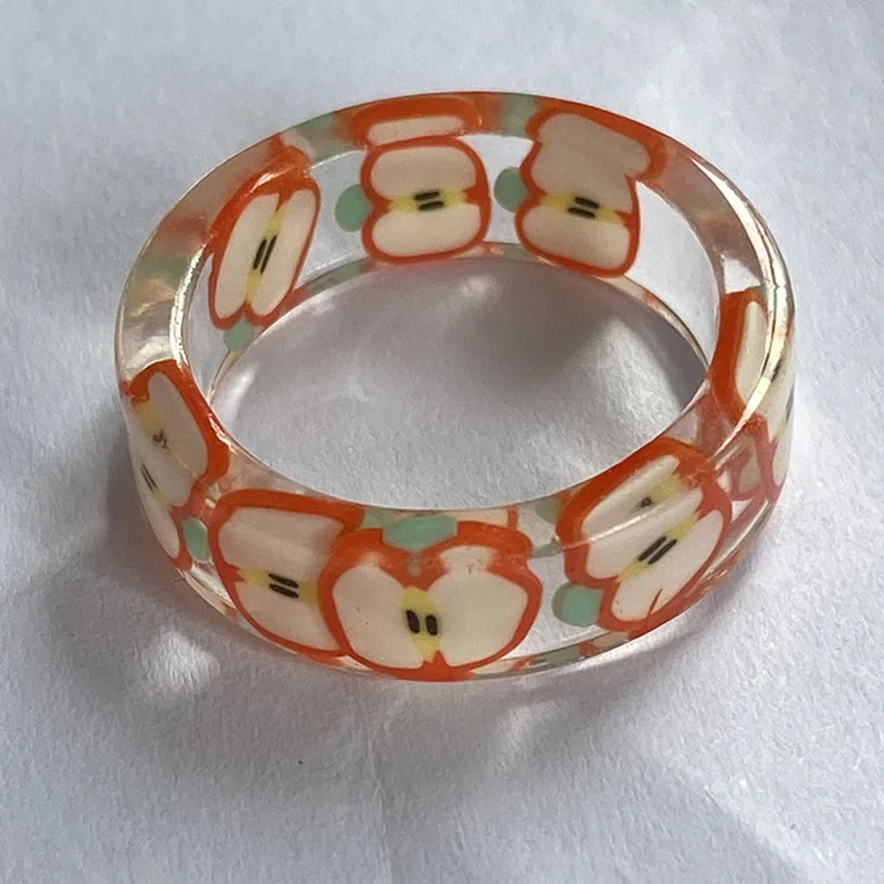 

2021 Korea Colorful Fashion Resin Fruit Ring Set Metal Geometric Irregular Open Rings for Women Party Wedding Jewelry Ring Set
