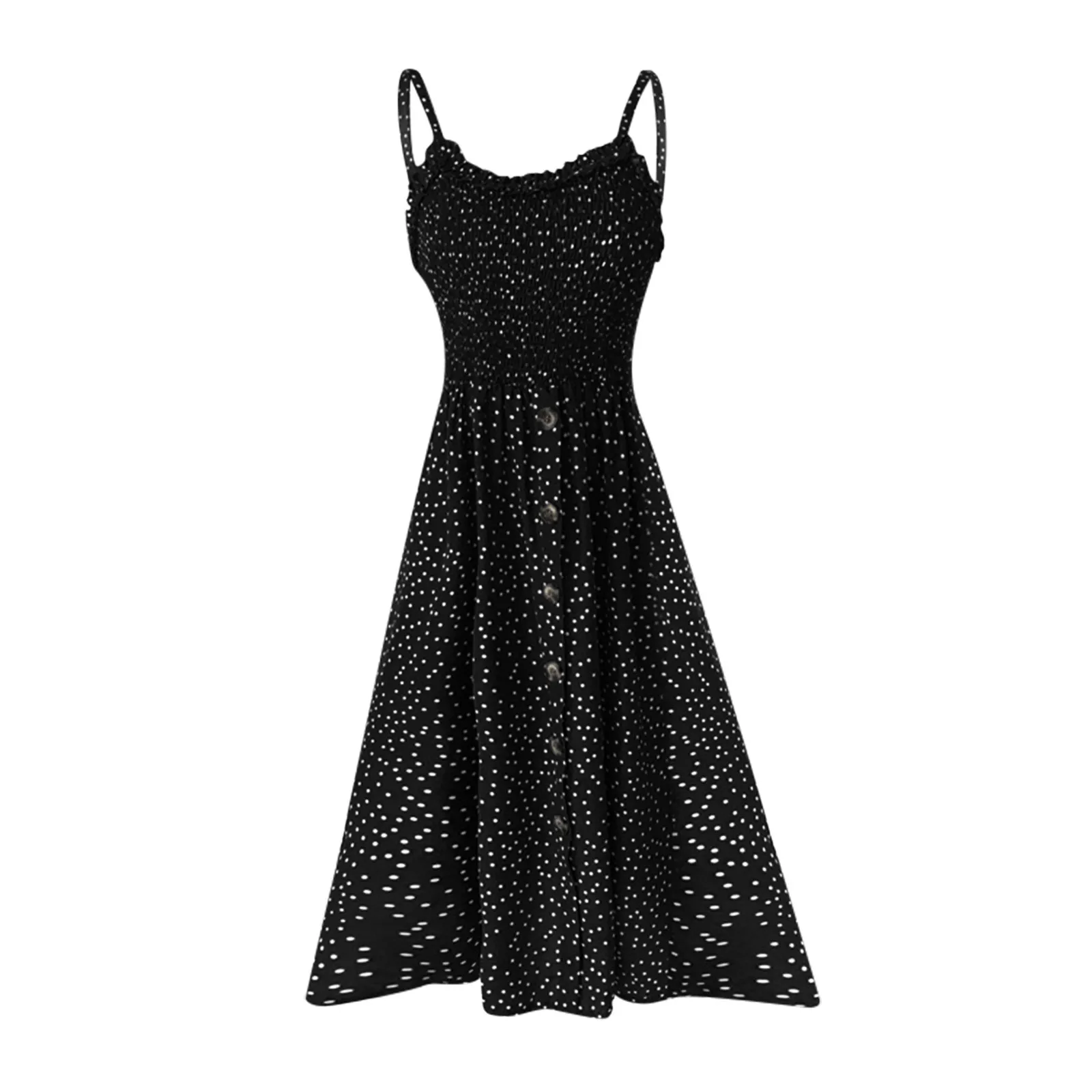 

Summer Dress Women Fashion Sleeveless Sling With Flounce Polka-dot Printing Dress Female Dress Sexy Party Sundress Vestidos