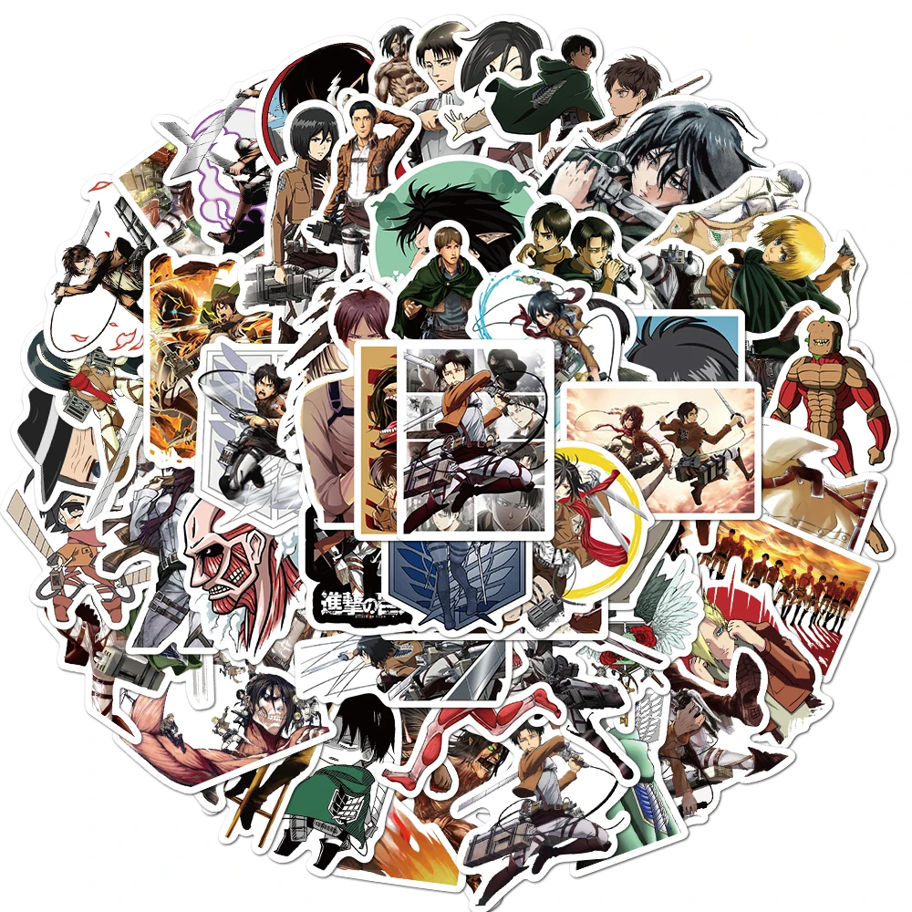 

Attack on Titan Anime Sticker Cartoon waterproof Sticker Skateboard Motorcycle Laptop Snowboard Luggage kids toys Stickers
