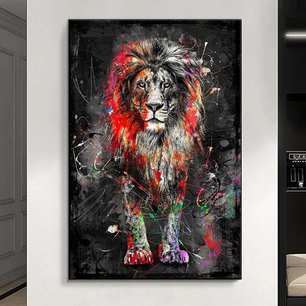 

Abstract Colorful Lion Canvas Painting Modern Animal Posters And Prints Wall Art Picture for Living Room Home Decor No Frame
