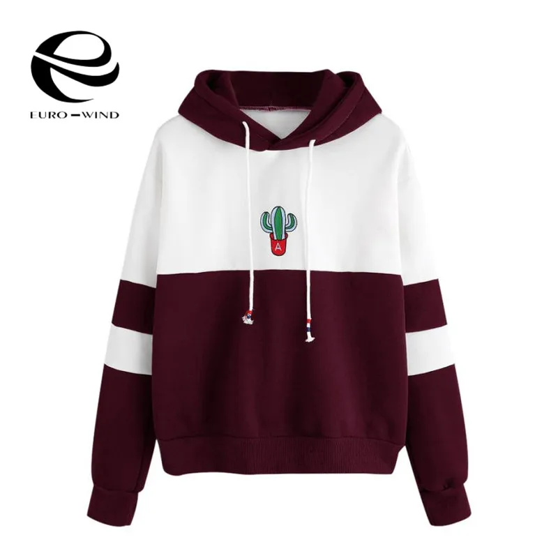 Autumn Women Long Sleeve Pullover Hooded Cactus Printed Sweatshirt Casual Winter Hoody Hoodies Plus Size Kpop Bangtan | Женская одежда