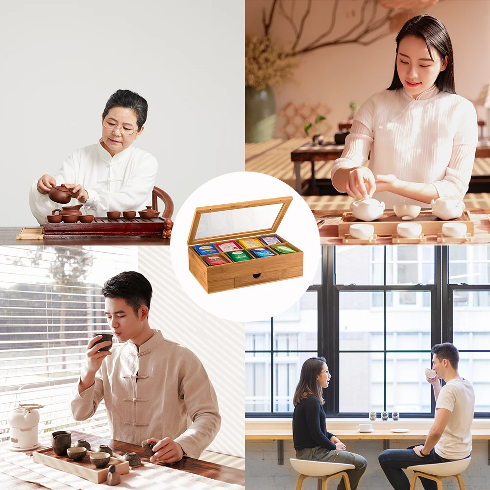 Многофункциональная коробка для хранения чайных пакетиков Бамбуковая система