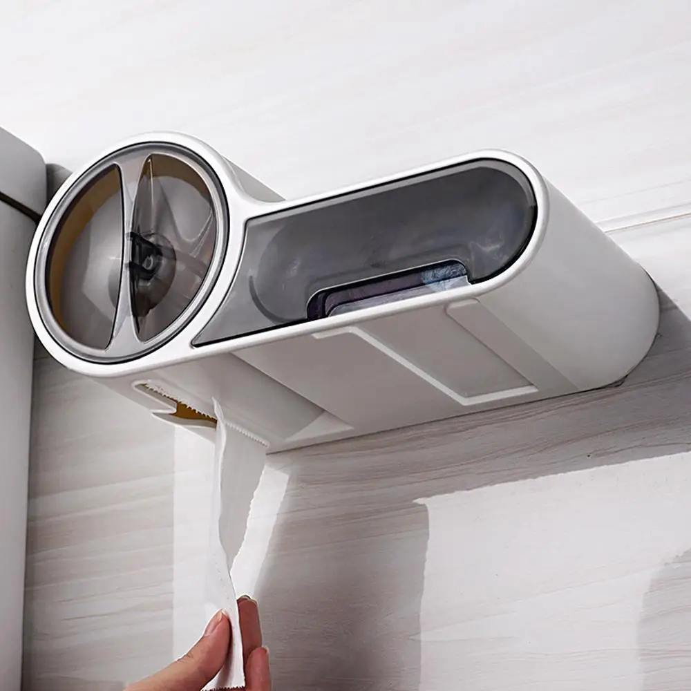 

Multifunctional Paper Roll Holder Wall Mounted Hotel WC Toilet Tissue Paper Holder Toilet Paper Holder Plastic Home Bathroom