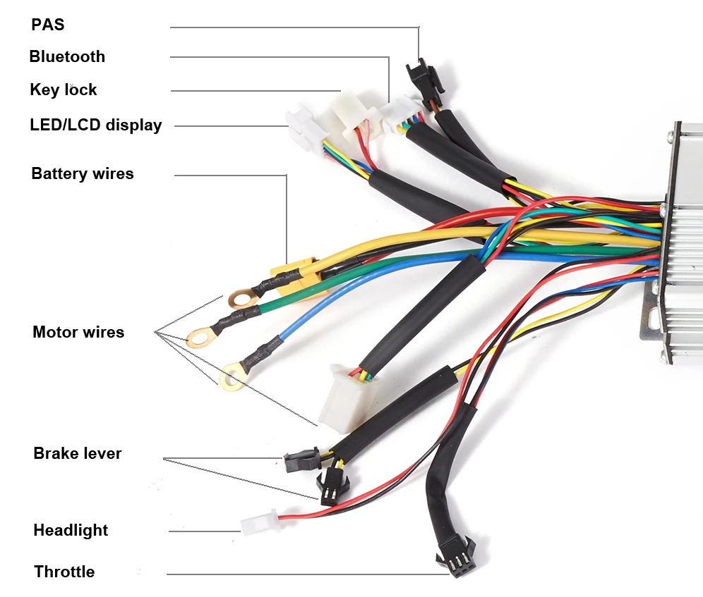 18 Mosfet контроллер KT подходит для 48V 1500/2000 ваттовый мотовелосипед; безщеточный безредукторных мотор для центрального движения двойной режим/Синусоидальная волна, фара для электровелосипеда в ключевой программист