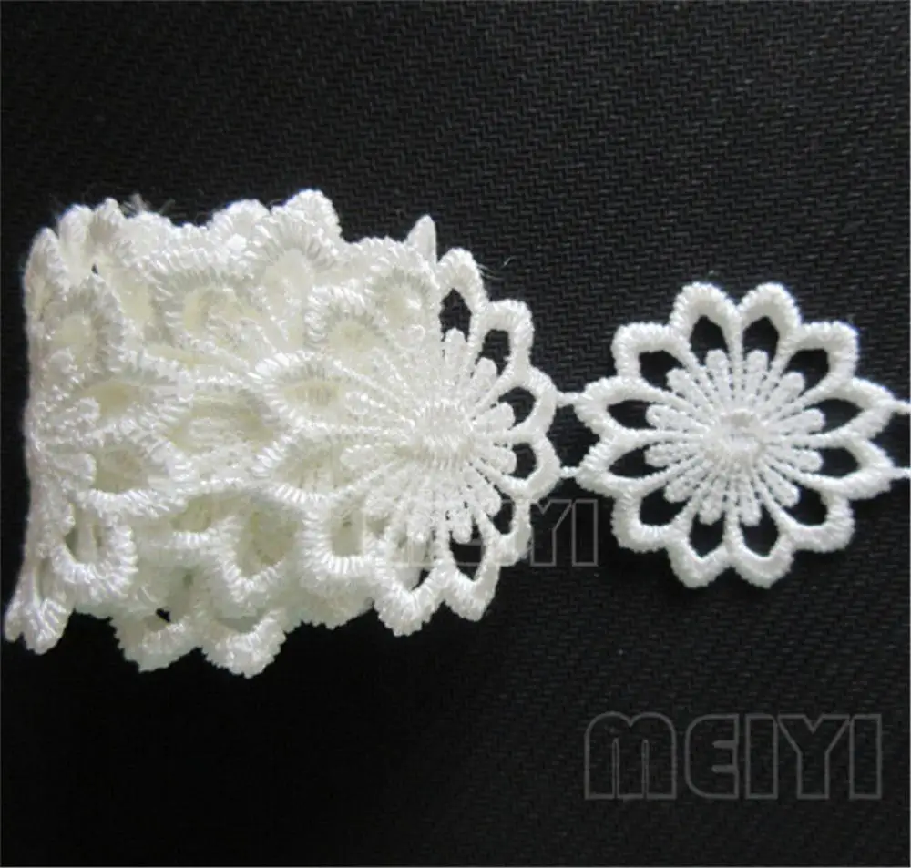 2 ярда цвета слоновой кости белый цветочный полиэстер вышитые кружева край
