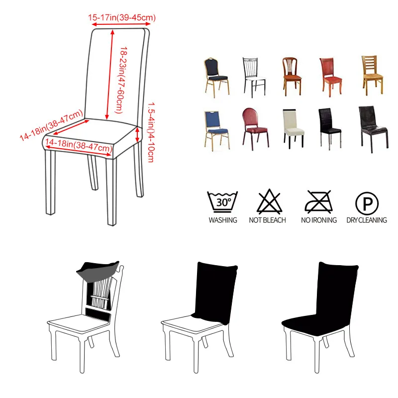 

High Quality Printing Dining Chair Slipcover Modern Removable Anti-dirty Kitchen Seat Case Stretch Chair Cover for Banquet