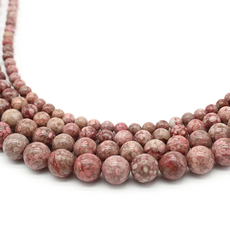 

Natural Red Chrysanthemum Stone Round Loose Spacer Beads for Jewelry Making Necklace Bracelet DIY Accessories 4 6 8 10 12mm