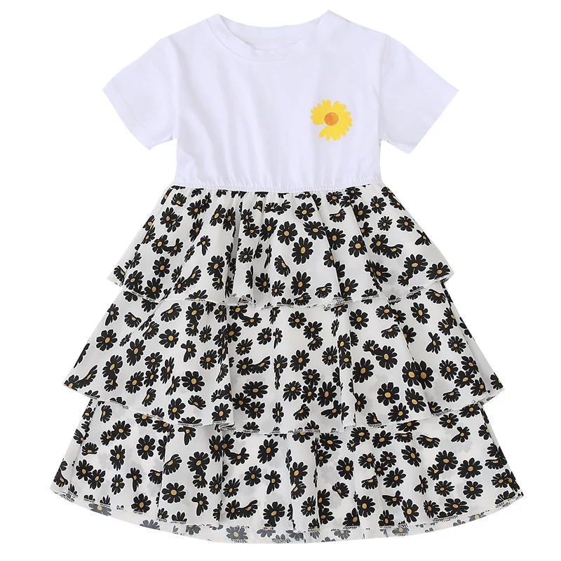 2020 летнее платье для девочек Детское Одежда маленьких Короткая рубашка с