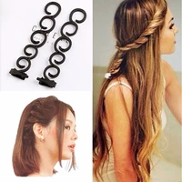 2 colors fashion hair braiding braider tool roller with magic hair twist styling bun maker styling braid clip stick bun maker