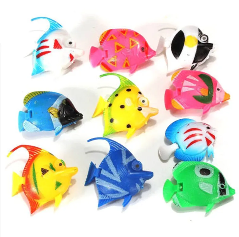 

10Pc/Pack Plastic Small Fake Tropical Fish Aquarium Simulated Vivid Landscape Decoration Floating Artificial Fish Tropical Fish