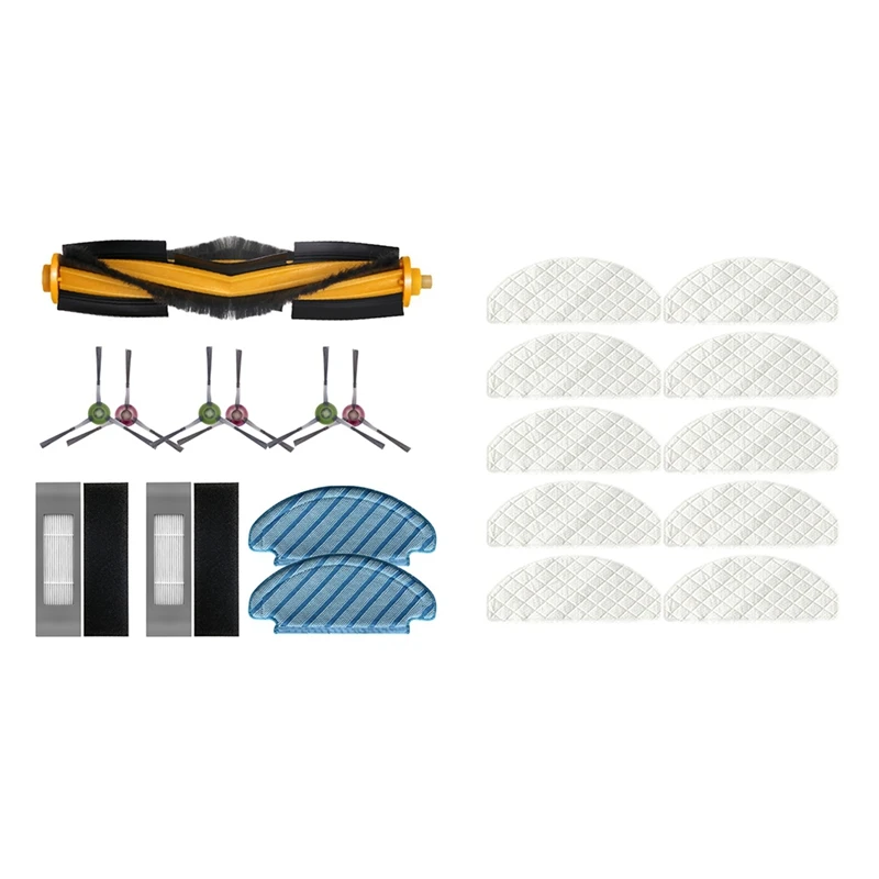 

20 Pcs Disposable Rags & 1 Set Mop Cloth Side Brush HEPA Filter Main Brushes
