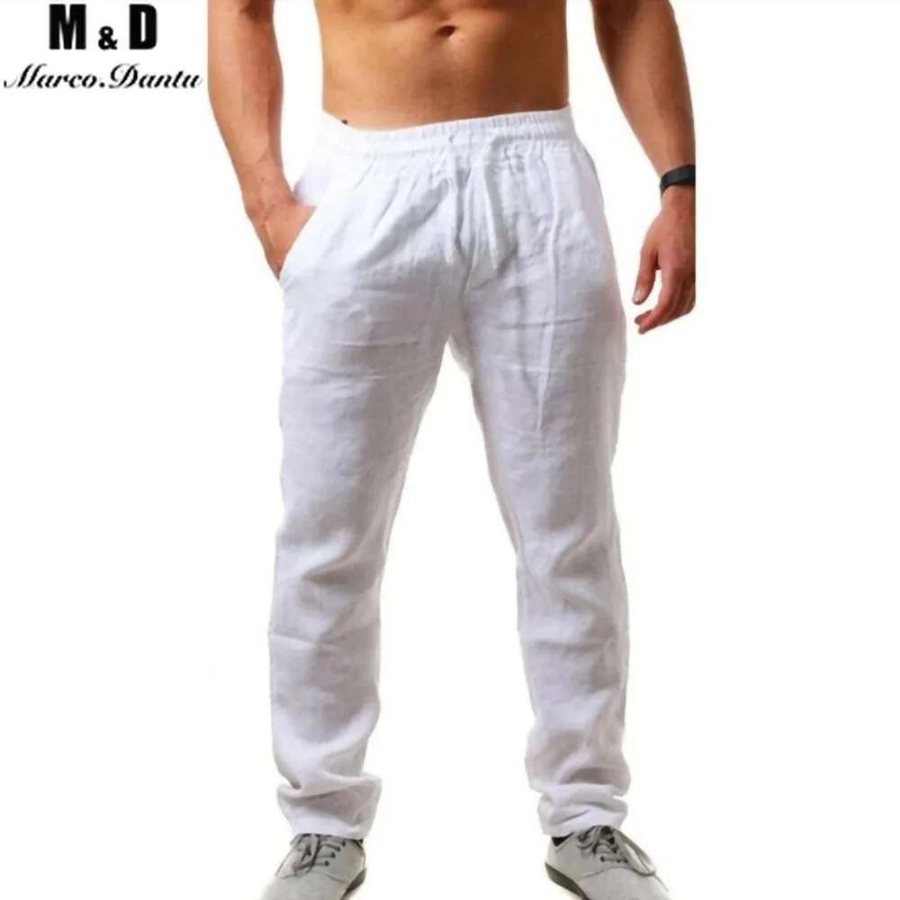 Новинка 2021 мужские брюки из хлопка и льна летние дышащие однотонные льняные