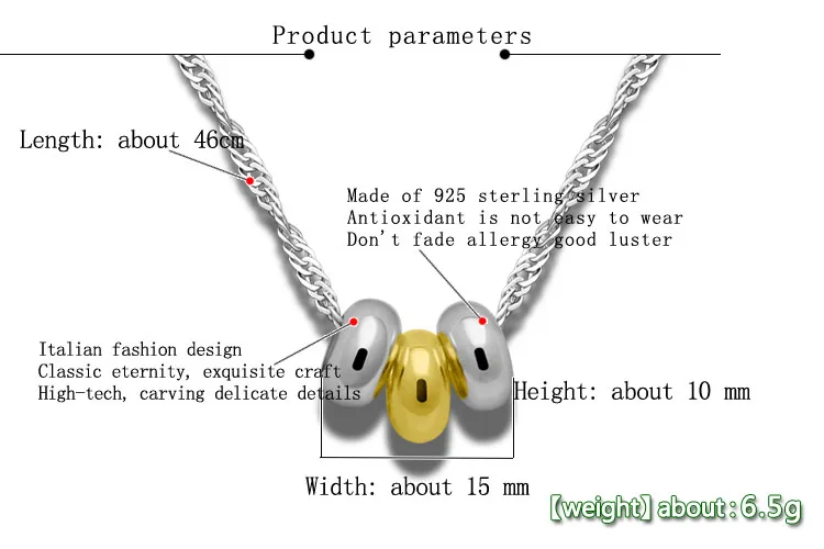 Ожерелье с подвеской из серебра 925 пробы круглыми бусинами модное женское