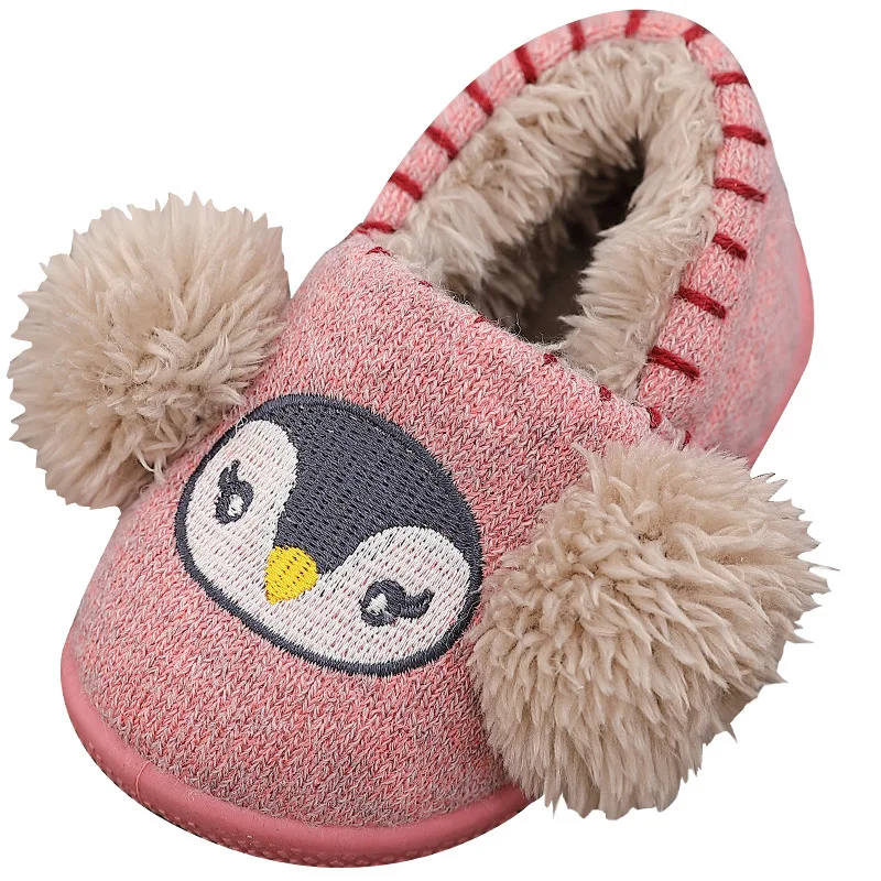 Cartoon cotton slippers women's anti-slip warm children cute wool cotton shoes women's Warm slippers