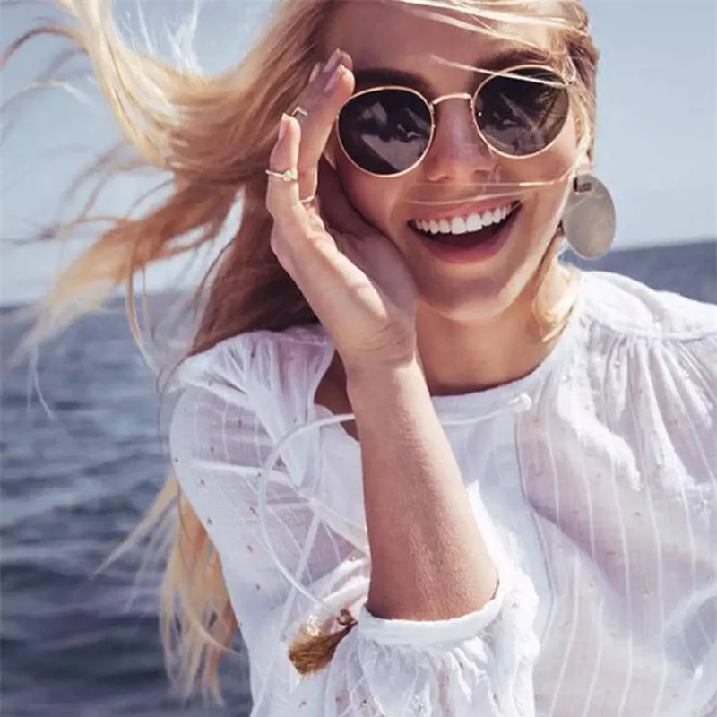 

Classic Small Frame Round Sunglasses Women/Men Brand Designer Alloy Mirror Sun Glasses Vintage Modis Oculos