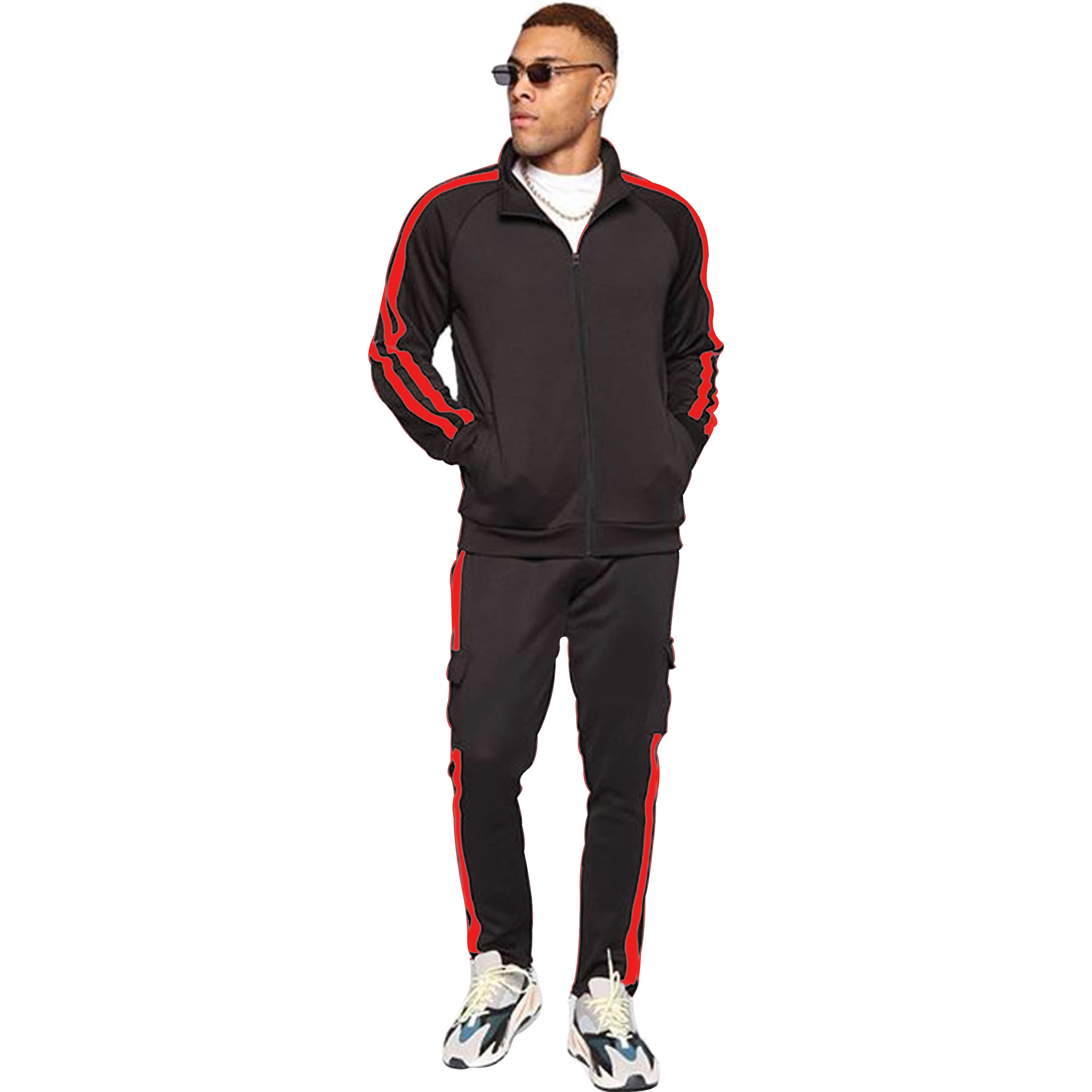 

2021 New Men Fashion Striped Long Sleeve Hoodies+Pants Set Male Tracksuit Sport Suit Men's Gyms Set Casual Sportswear Suit