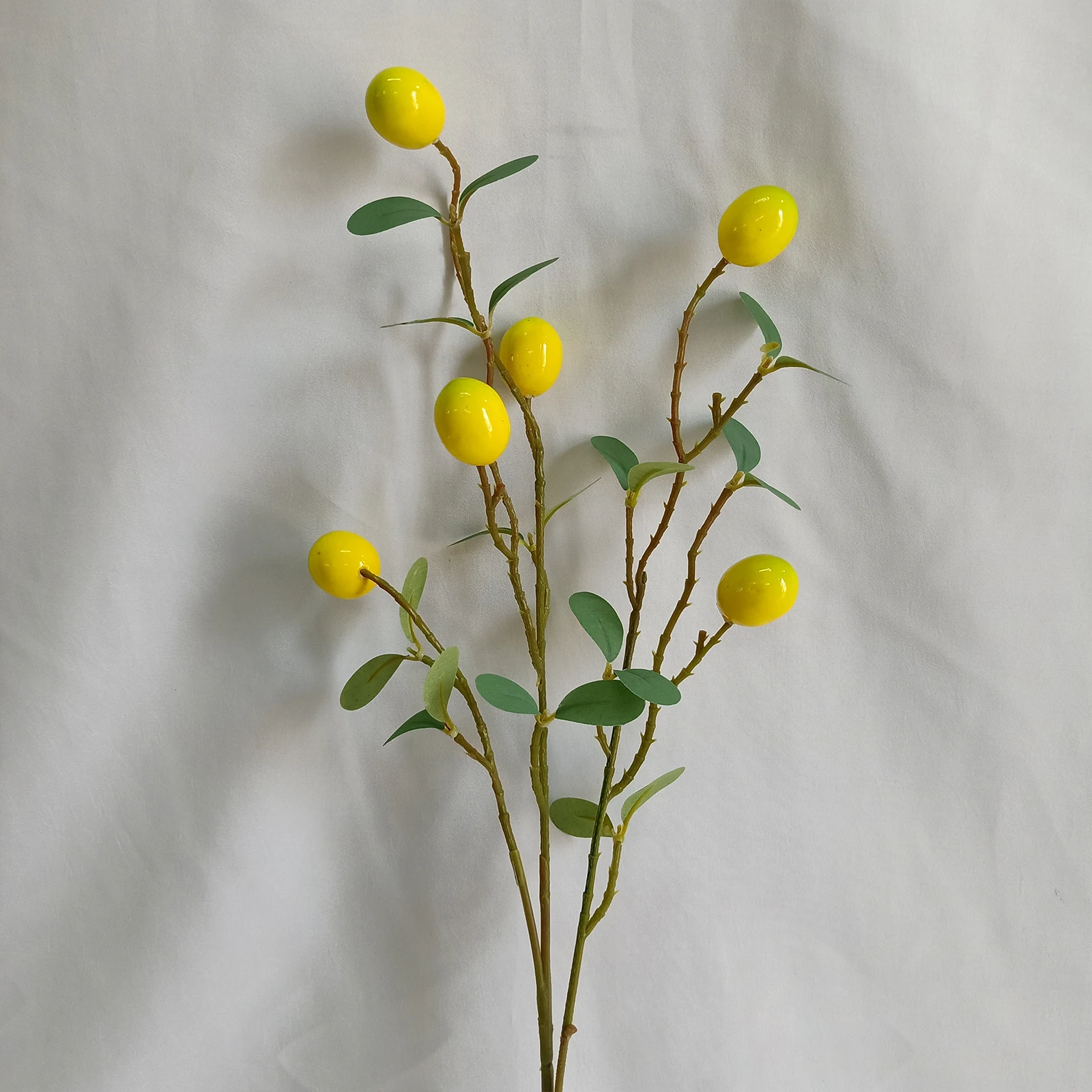 

With Green Leaves For Home Decoration Artificial Flowers Simulation Fruit Yellow DIY Teaching Photo Props 65cm Foam Fake Lemons