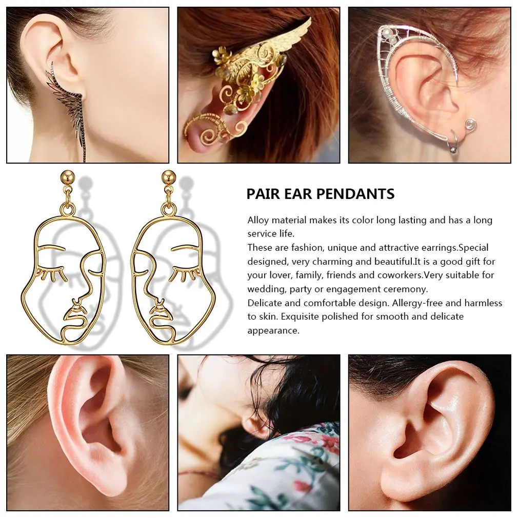 Абстрактные ажурные висячие серьги с лицевой поверхностью уникальный дизайн для