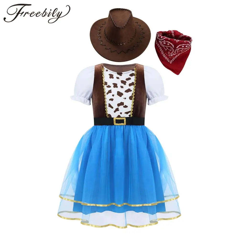 Детская одежда для девочек в ковбойском стиле костюм короткий рукав коров