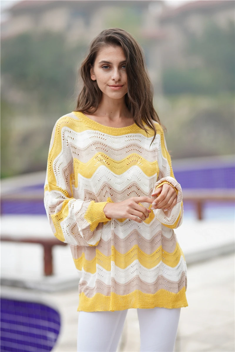 2019 мода весна и осень свободный круглый вырез пуловер свитер | Женская одежда