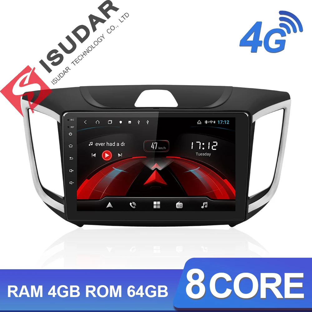 Isudar H53 4G Android 1 Din Авто Радио для hyundai/Creta/IX25- Автомобильный мультимедийный 8 ядерный ram 4 Гб rom 64 Гб gps DVR камера